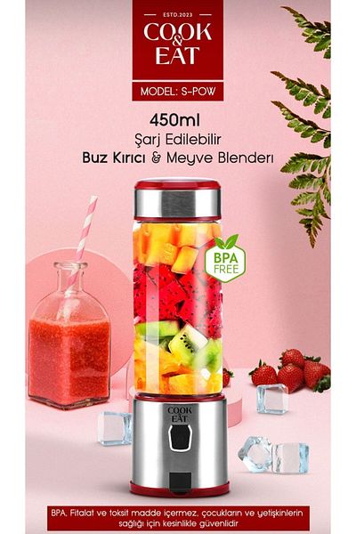 SOMIC 450 Ml Portable Metal Personal Blender Shake'n Smoothies Blender with Sharp Blades