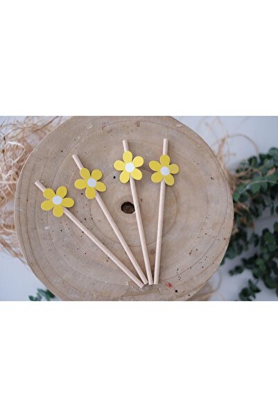 Partifabrik Papatya Temalı Pipet 8 Adet - Papatya Partisi Doğum Günü Süsü