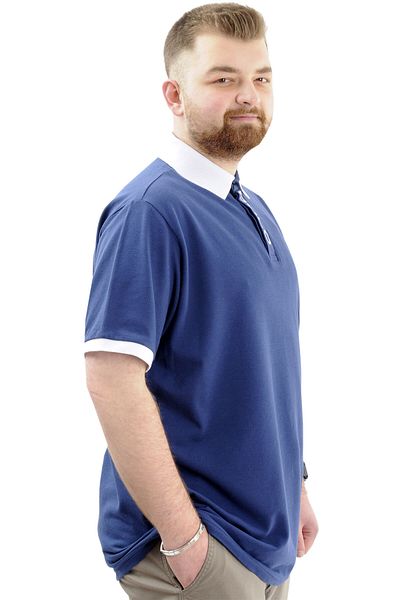 ModeXL Ανδρικό μπλουζάκι με γιακά Indigo Polo μεγάλου μεγέθους - POLO U24335