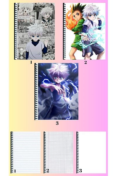 animeandyourworld killua zoldyck 3 notebooks A4 large size lined_checkered_unlined
