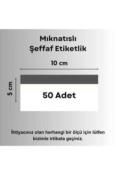 Şeffaf Etiket 50 Ad Pvc Magnet Etiketlik Mıknatıslı 10x5 Cm Raf Etiket Cebi Ş...