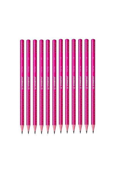 Stabilo Fine Line Pink Round Black Pencil 2b 12 Pieces