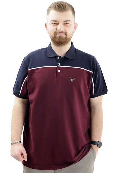 ModeXL Ανδρικό μπλουζάκι με λαιμόκοψη με λαιμόκοψη μεγάλου μεγέθους DEER U24324 Plum