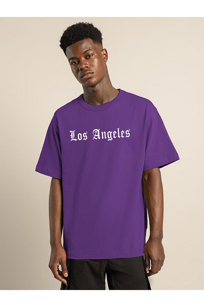 DEEPSENCE Μπλουζάκι LOS ANGELES Unisex Oversize Μωβ πίσω με στάμπα