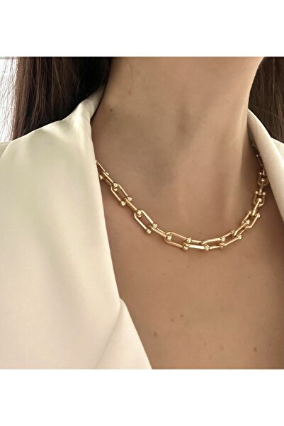 Gess Tiffany Model Lüx Paslanmaz Kararmaz Altın Kaplama Çelik Kolye (42-47CM AYARLANABİLİR)