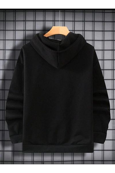 SELENA BUTİK Hanorac negru unisex cu imprimeu Jesus