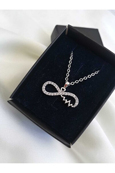 Judas Takı قلادة إنفينيتي فضية للنساء مع تفاصيل إيقاع القلب