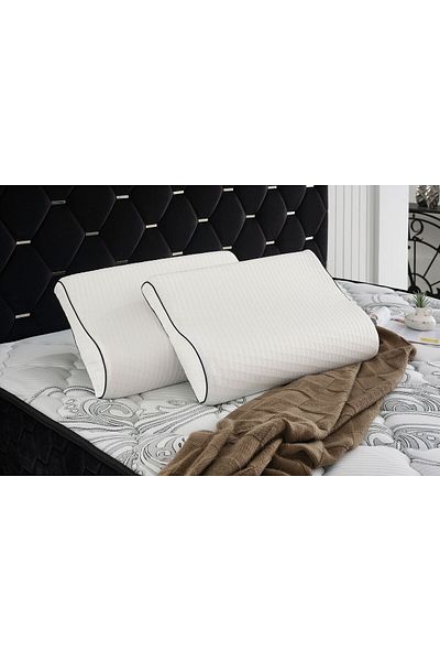 BEST EV TEKSTİLİ Orthopedic High Neck Pillow - Visco with Double Neck Support 60x40x11-13