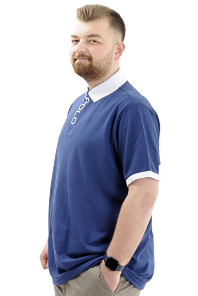 ModeXL Чоловіча футболка з коміром-поло великого розміру Indigo - POLO U24335