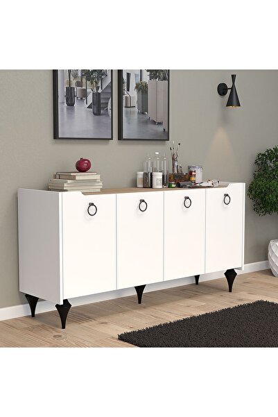 UMGMOBİLYA Titanyum(MEŞE-BEYAZ) Modern Konsol,çok Amaçlı Dolap,dresuar,mutfak...