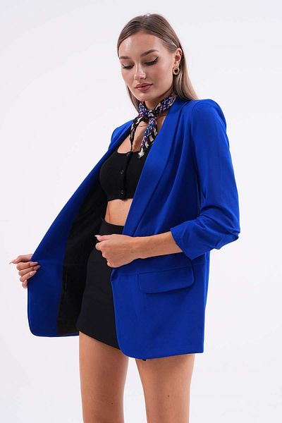 ŞİMAL Open Front Blazer Jacket with Shirred Pocket Look 245095 -