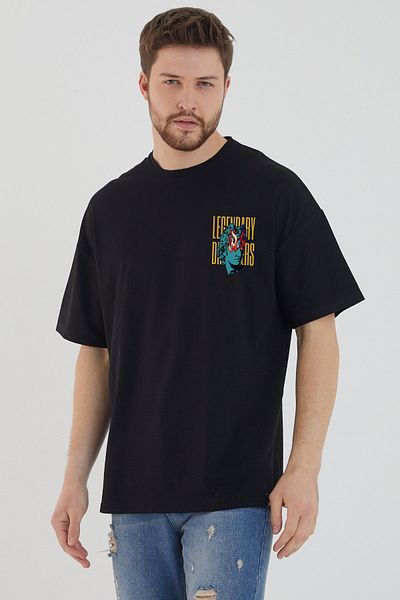 DEEPSENCE Μπλουζάκι LEGENDRY Unisex Μαύρο Oversize - Πίσω εμπριμέ