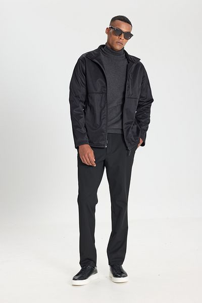 AC&Co / Altınyıldız Classics Ανδρικό παλτό Comfort Fit σε μαύρο χρώμα - Ζεστό, Άνετη εφαρμογή, γιακάς