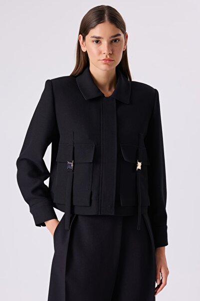 FEVER Toka detaylı siyah ceket