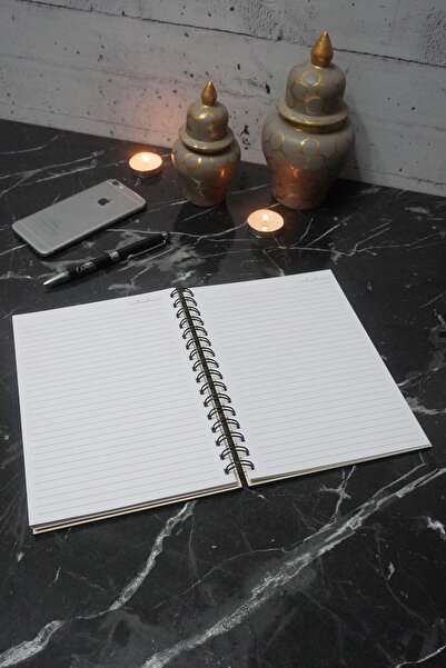 markcat Kemal Atatürk Themed Lined Wooden Cover Notebook - for Agenda and School (A5 - 120 Pages)