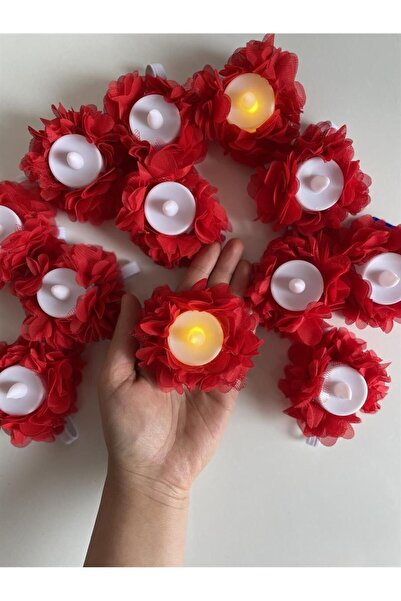 Genel Markalar 6'lı Ledli El Mumu ( Kırmızı Süslemeli )