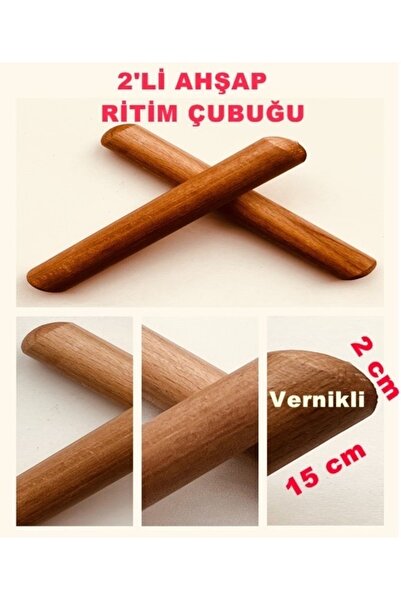 Toy Oyuncak Okul Öncesi Ahşap Ritim Çubuğu 1 Çift Vernikli 15x2 Cm. Perkusyon...