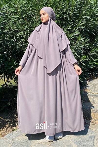 ASİLNUR طقم حجاب سوفليه أنيق مرصع بالأحجار (طقم من ثلاث قطع)
