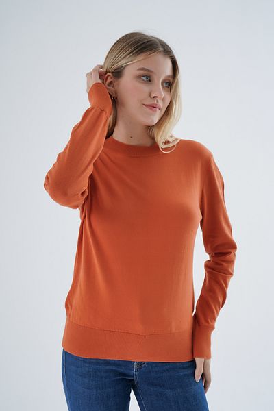 Trist Star Bluză din tricot organic de culoare cărămidă deschisă - Trıst-6101