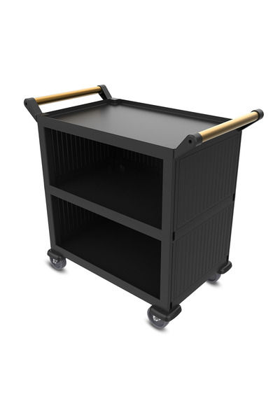 METE Kapalı Model 3 Katlı Servis Arabası Plus Siyah 96x52x107 cm