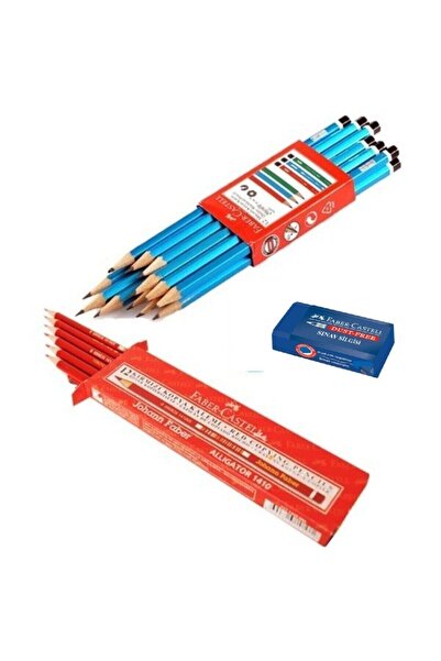 Faber Castell 12li Kurşun Kalem + 12 Li Kırmızı Kopya Kurşun Kalem Silgi