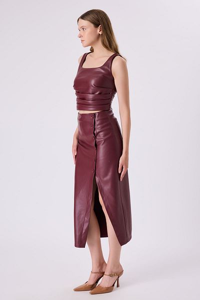 FEVER Crop Blouse of Skin with Smocking
