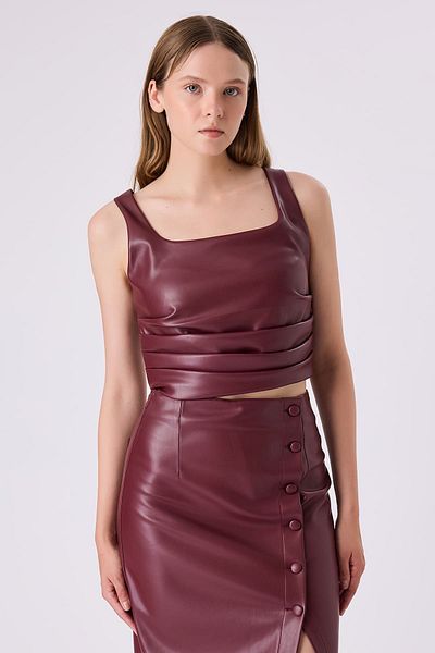 FEVER Crop Blouse of Skin with Smocking
