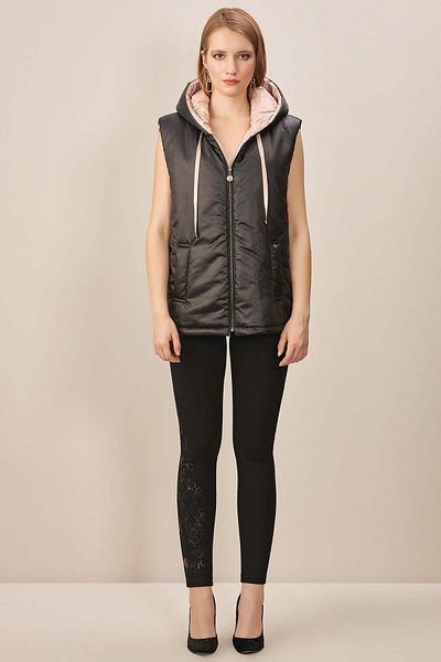 Guitar Hooded Black Woven Vest