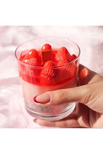 Yenress Collection Çilekli Cheese Cake Mum Pinterest Dekor Ahşap Fitil Vegan Mum