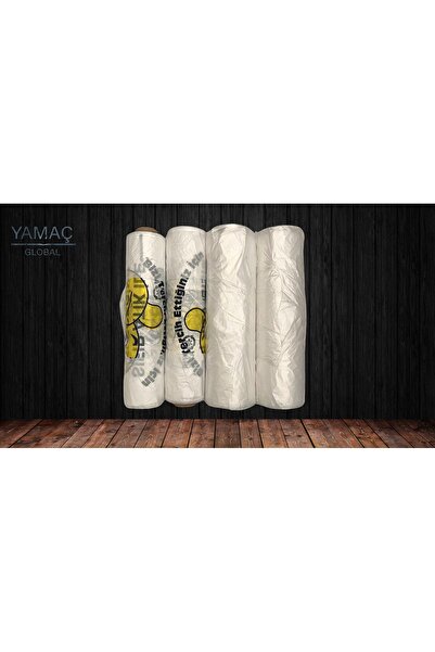 YAMAÇ GLOBAL 2 ADET Orta Boy Gülenyüz 2 ADET BASKISIZ Manav Poşeti Hışır Atlet Poşet Rulo Mat