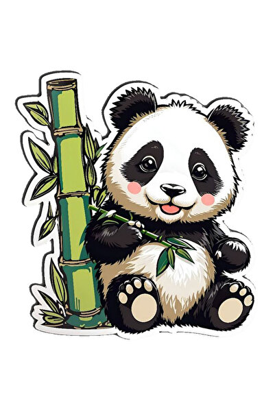 MegaSticker Bambu Yiyen Panda Sticker Araba, Motorsiklet, Kask, Laptop,cam St...