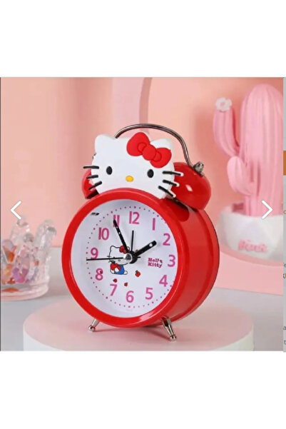 Tahtakale Dünyası Kırmızı renk Kitty Masa saati metal kız odası saati tasarım...
