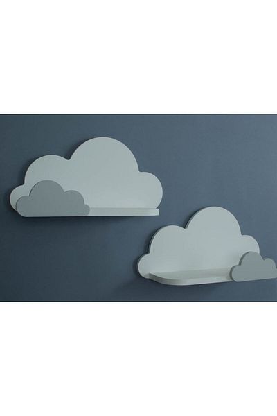 EMTA 2 Piece White Cloud Shelf Set Children's Room Accessory