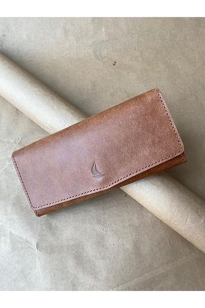 ALESTA LEATHER Handmade Genuine Italian Leather Women's Portfolio Wallet with Phone Compartment