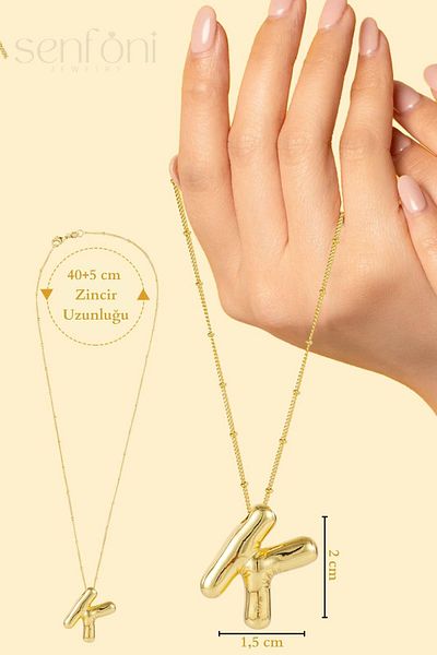 senfonijewelry Balloon Letter Steel Necklace Letter K