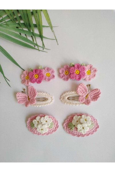 Kadın Girişimciler Atölyesi Girls Hair Clips Made in Turkey Handmade 6's Hairpin Set of Toddler Hair Clips