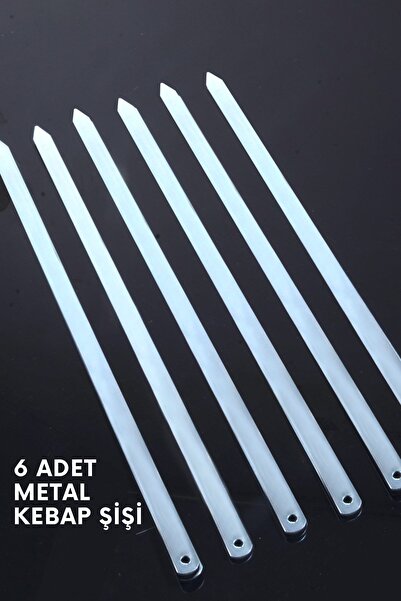 Tanemce 6 Adet Profosyonel  Metal Kıyma Şiş Adana-Urfa-Antep Kebap Şişi