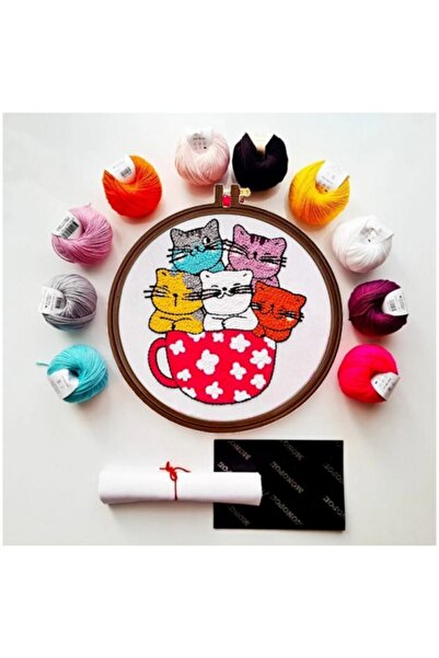 kecelemecele punch Punch Nakışı Iğnesiz Devam Seti Kediler