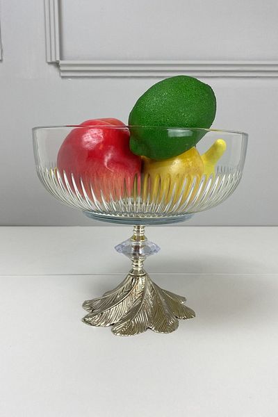 MAY HOME Kand Silver Footed Tokyo Salad Presentation Bowl Large Size