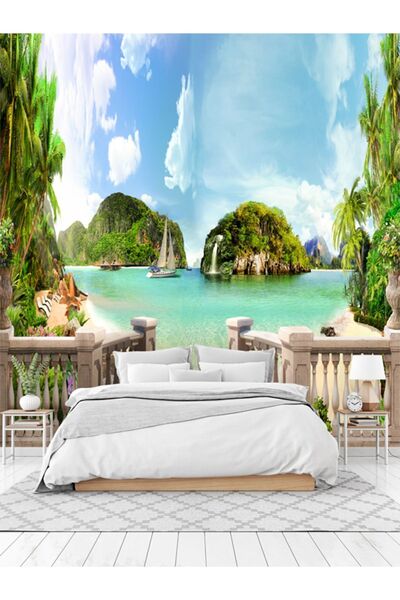 dreamwall Duvar Kağıdı Sahil Manzaralı Balkon Desenli Tekstil