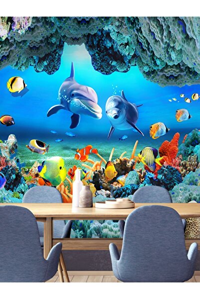 dreamwall Denizaltı Balıklar Desenli Isı Ve Ses Yalıtımlı Sağlıklı Tekstil Du...