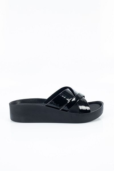 Voga Women's Black Shiny Orthopedic Slippers