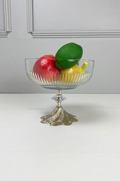 MAY HOME Kand Silver Footed Tokyo Salad Presentation Bowl Large Size