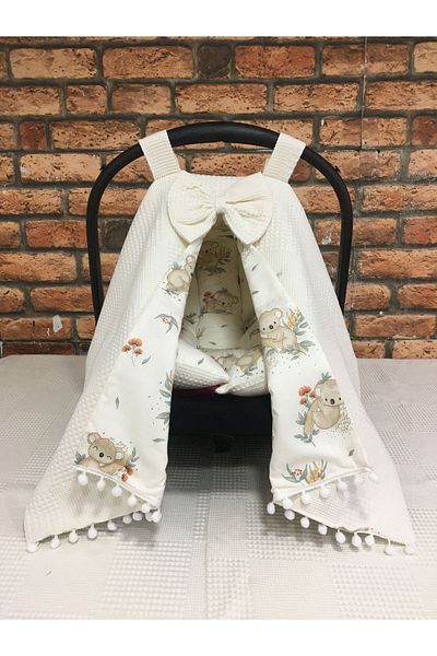 BUSEBABYHOME Cream Stroller Cover and Stroller Cushion Set of 2