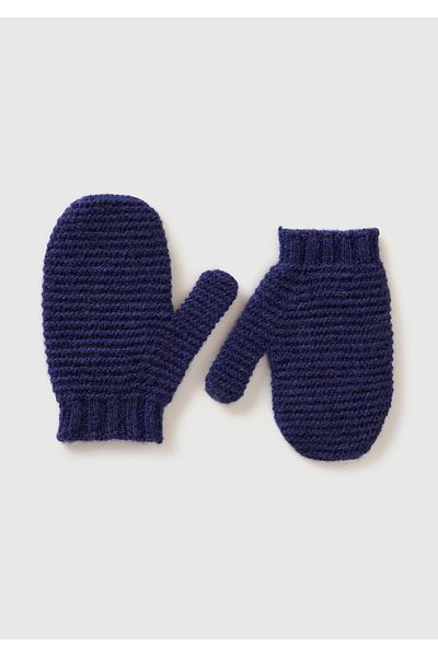 United Colors of Benetton Boy's Navy Blue Knitted Gloves