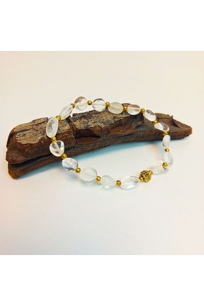 ayrestyle Flexible and Special Design - Crystal Quartz and Yellow Bead Detail Bracelet