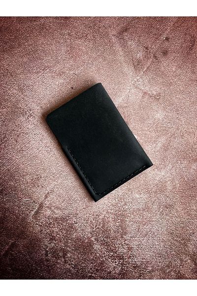 Safir Leather Suport pentru carduri din piele naturală de culoare neagră - lucrat manual, elegant și durabil