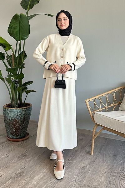 InStyle Спідниця для костюма екрю-трико, зшита з деталями