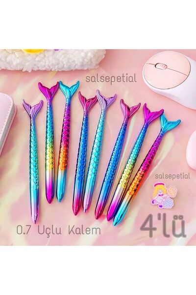 Salsepetial 4'lü Deniz Kızı Figürlü 0.7 Uçlu Versatil Kalem