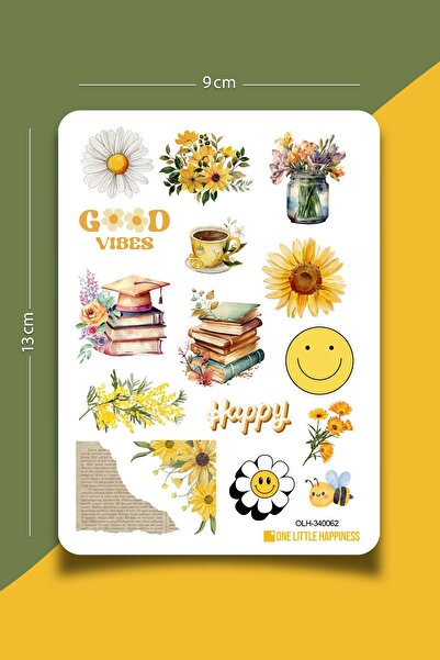 One Little Happiness Set de autocolante cu tematică cu flori galbene - potriv...